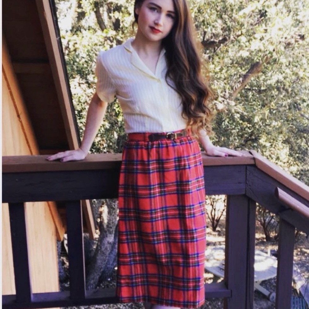 Vintage Red Plaid Women's Skirt